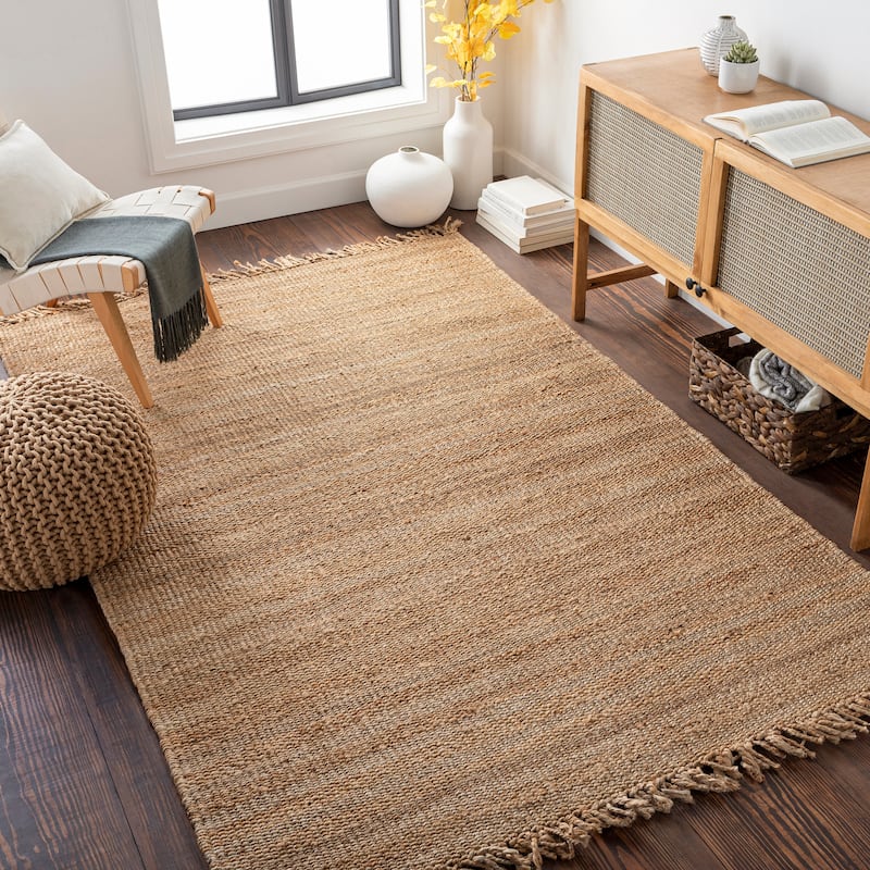 Hand-woven Andira Natural Fiber Jute Area Rug - 2'3" x 4' - 2'3" x 4' - 2'3" x 4' - Natural
