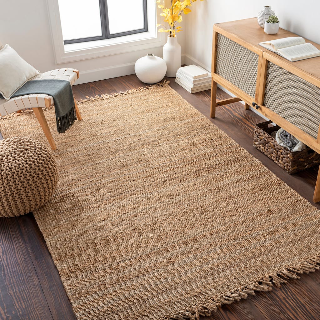 Hand-woven Andira Natural Fiber Jute Area Rug - 2'3" x 4' - 2'3" x 4'