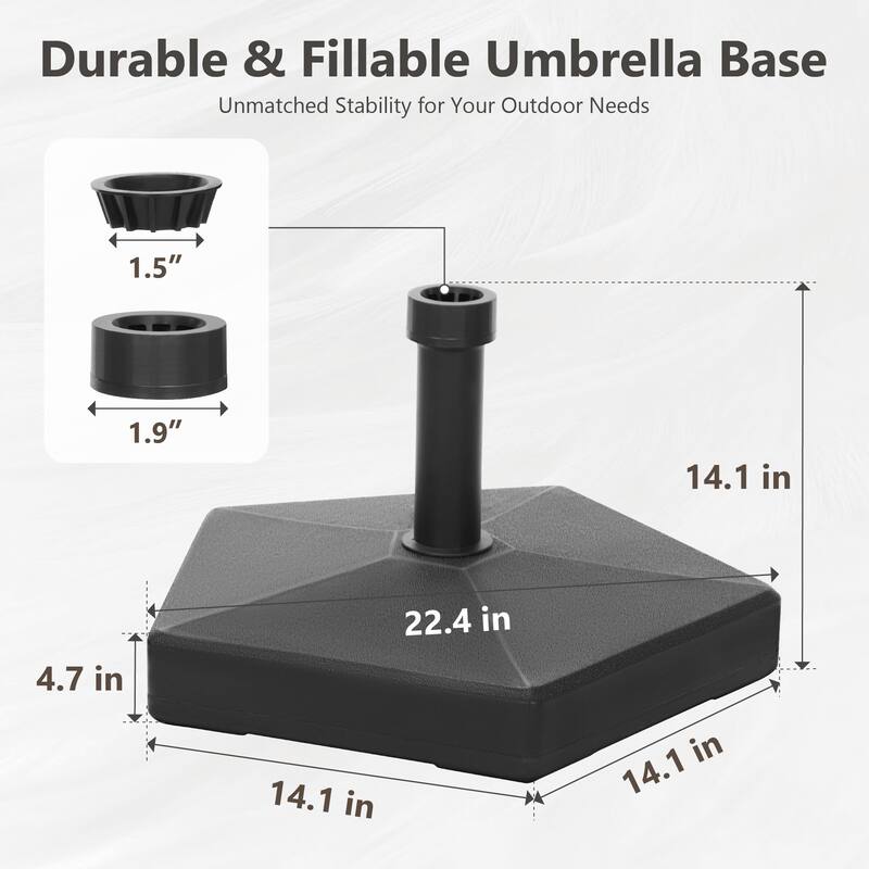 MAISON ARTS 240 lbs Water & Sand Fillable Patio Umbrella Base With Wheels for Most Market Umbrellas