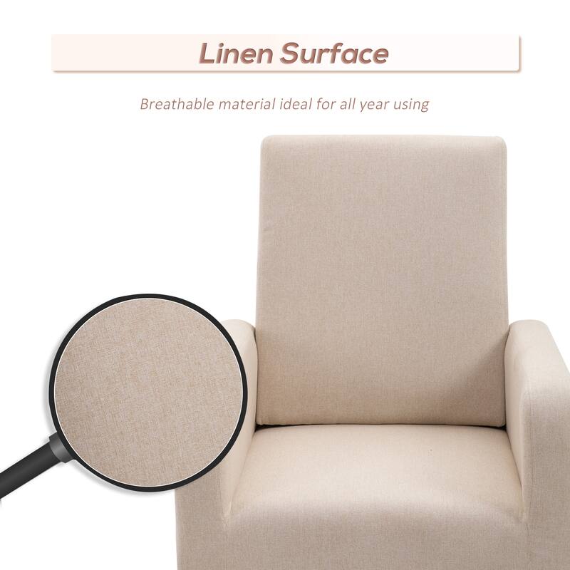 HOMCOM Fabric Rocking Chair with Curved Wood Base Padded Seat, 30.25'' W x 36.25'' D x 39.25'' H