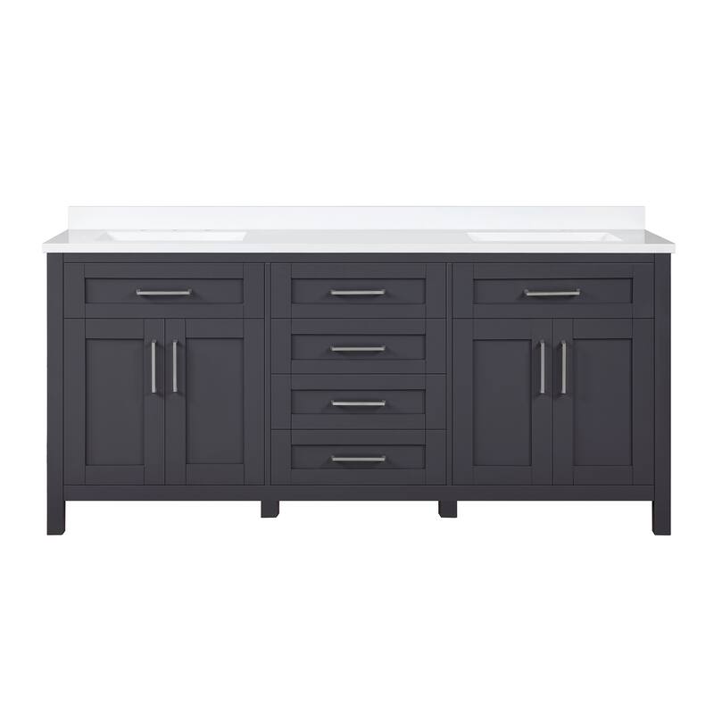 OVE Decors Tahoe 72 in. Dark Charcoal Vanity with 2 Mirrors included