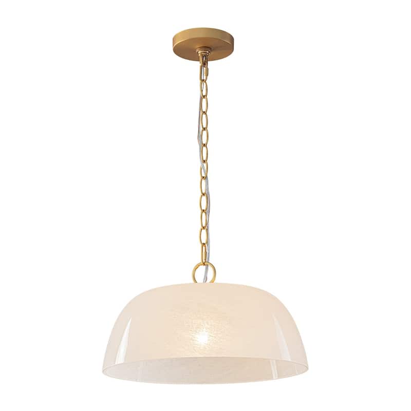 Mid-Century Modern 1-Light Round Opal Glass Pendant Light 14.8in