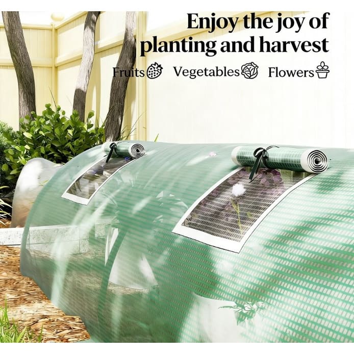 GDFStudio Outdoor Kael Compact Mini Greenhouse with Steel Frame and PE Cover - Green