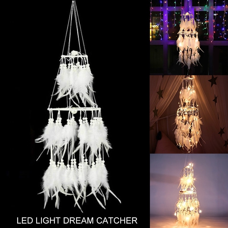 Details about   Feathers Dream Catcher LED Light String Wall Pendant Room Hanging Party Decor 