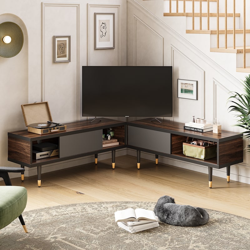 Modern TV Stand up to for 85 inch TVs Entertainment Center with Storage - 80 inch