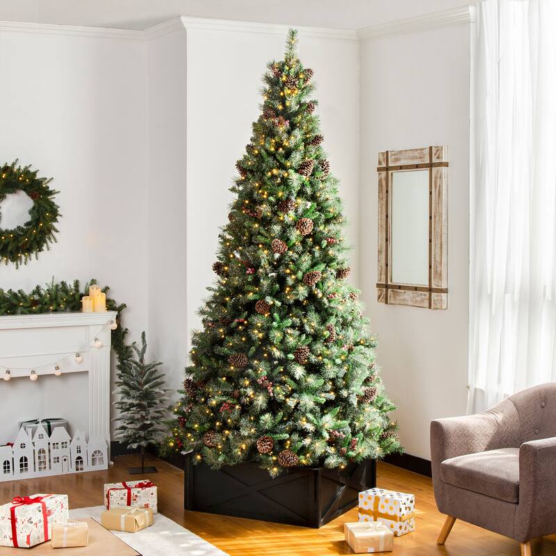 Glitzhome 32"L Rustic Christmas Wooden Tree Collars