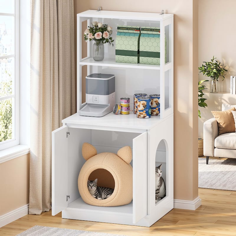 Moasis Hidden Litter Box Furniture with Power Hub for Self-Cleaning Litter Boxes