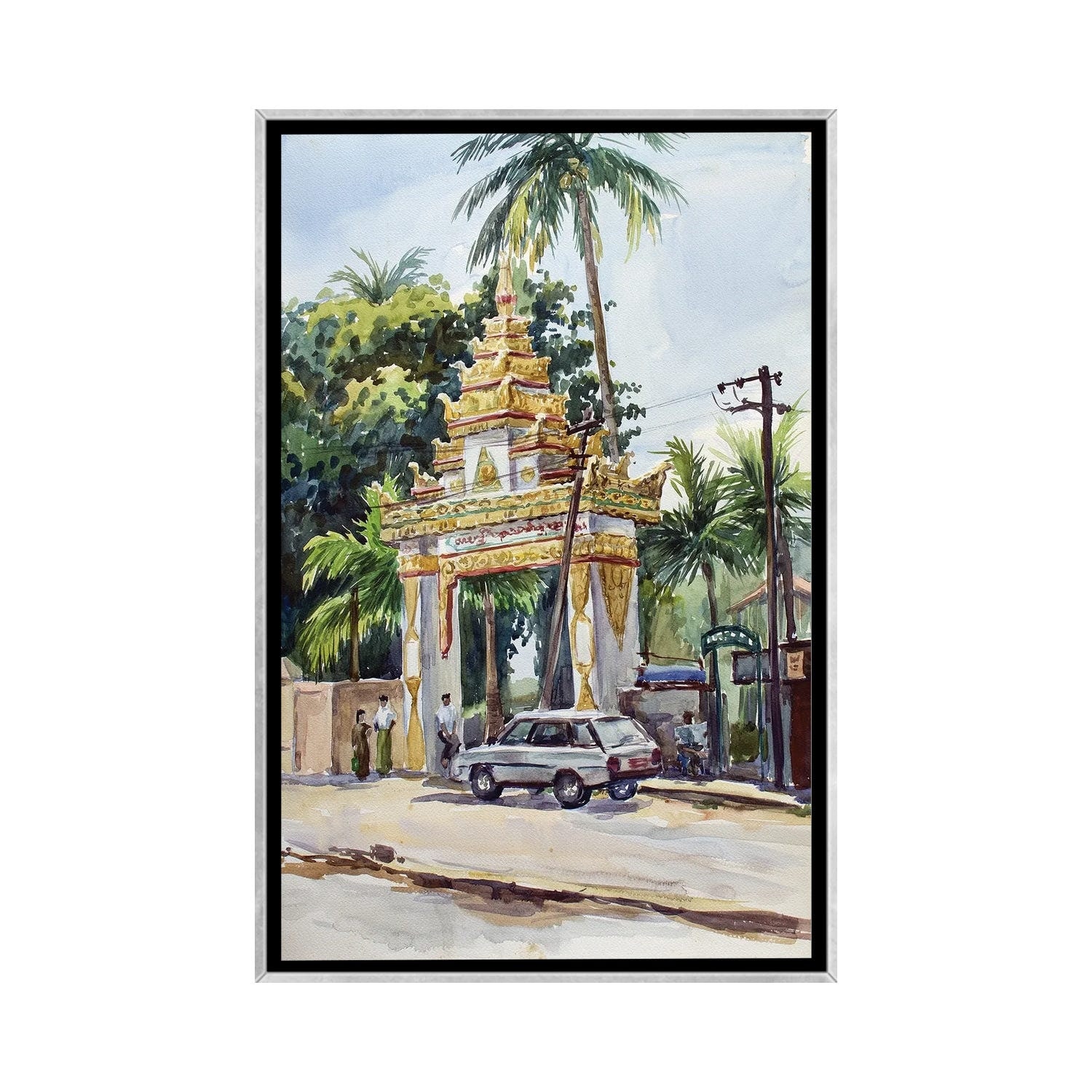 iCanvas "Yangon City Street" by CountessArt Framed