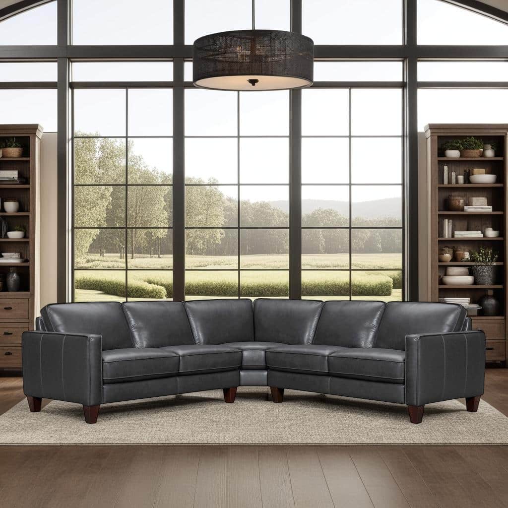 Summit Leather 3 Piece L-Shape Sectional Sofa by Armen Living