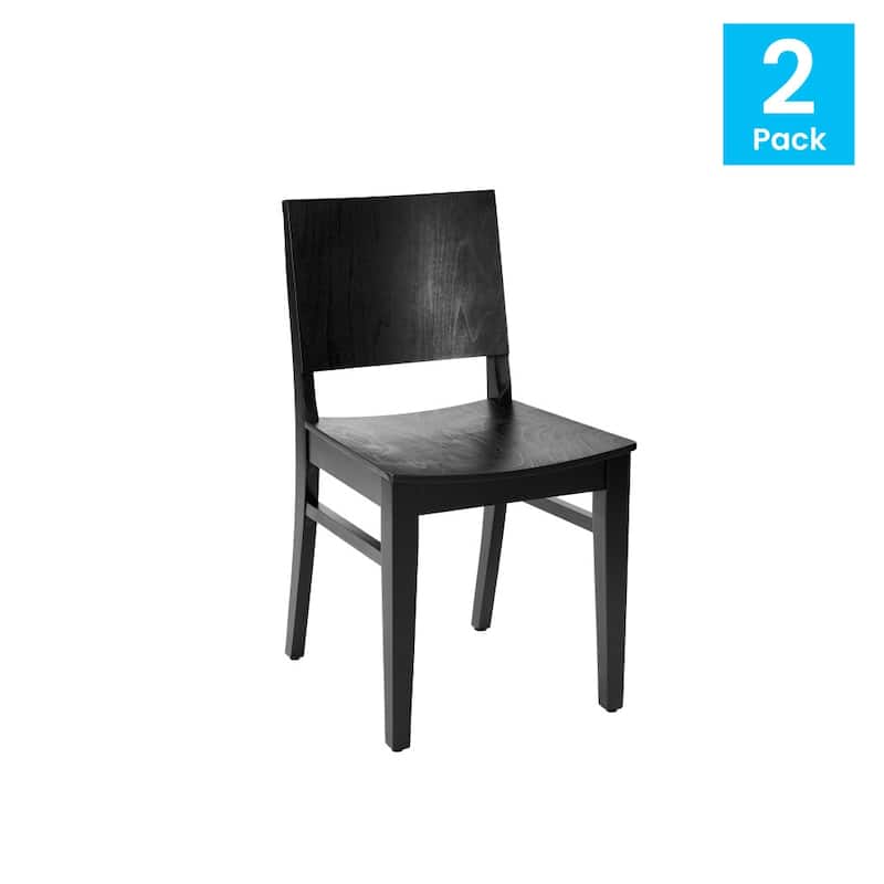 2 Pack Commercial Solid Wood Dining Chair with Curved Backrest - 17.75"W x 21.25"D x 33.5"H