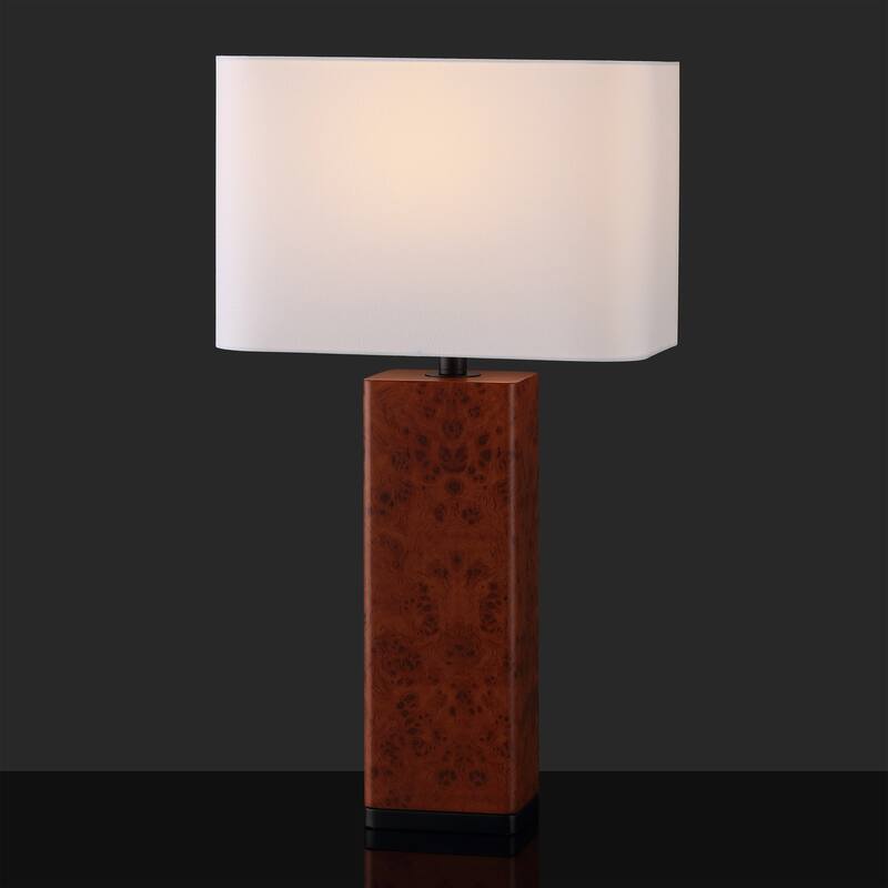 SAFAVIEH Couture Elsee Burl Wood Table Lamp - 15"W x 12"D x 27"H