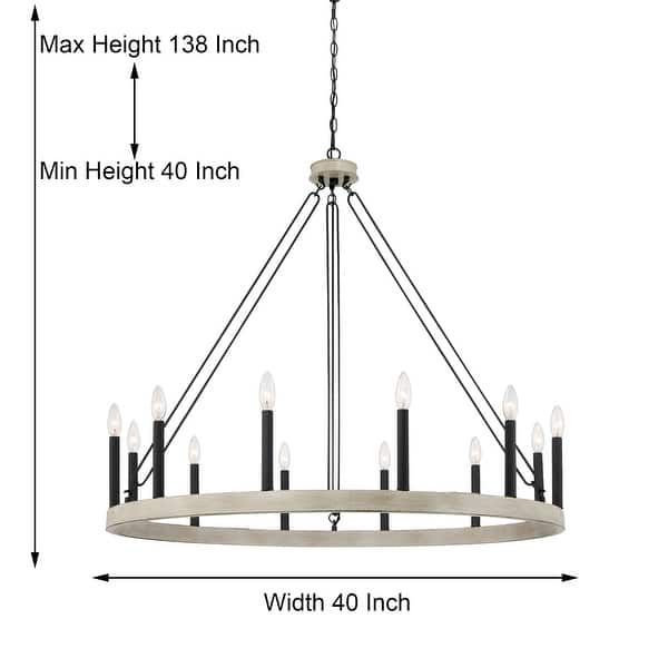 dimension image slide 5 of 6, Update 12-light 40In Modern Farmhouse Wagon Wheel Chandelier