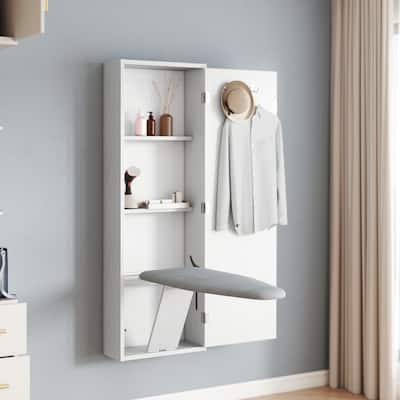 Moasis 47.2 Inch Wall Recessed Ironing Board Cabinet with 4 Storage Shelves