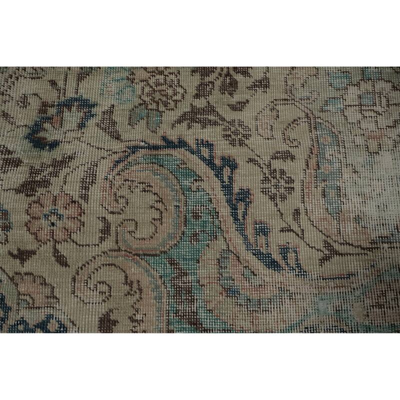 Hand Knotted Oriental 100% Wool Carpet Traditional Floral Beige & Ivories Kashmar Area Rug - 12' 0'' X 9' 7''