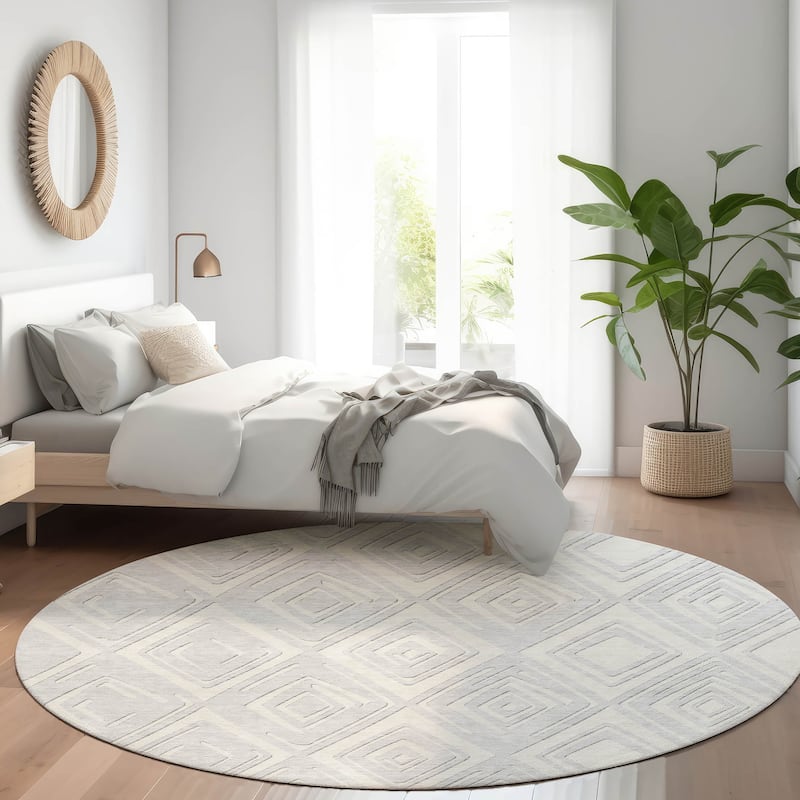 Premium Washable Super Soft Diamond Cascade Mayfield Rug - Silver - 8' x 8'