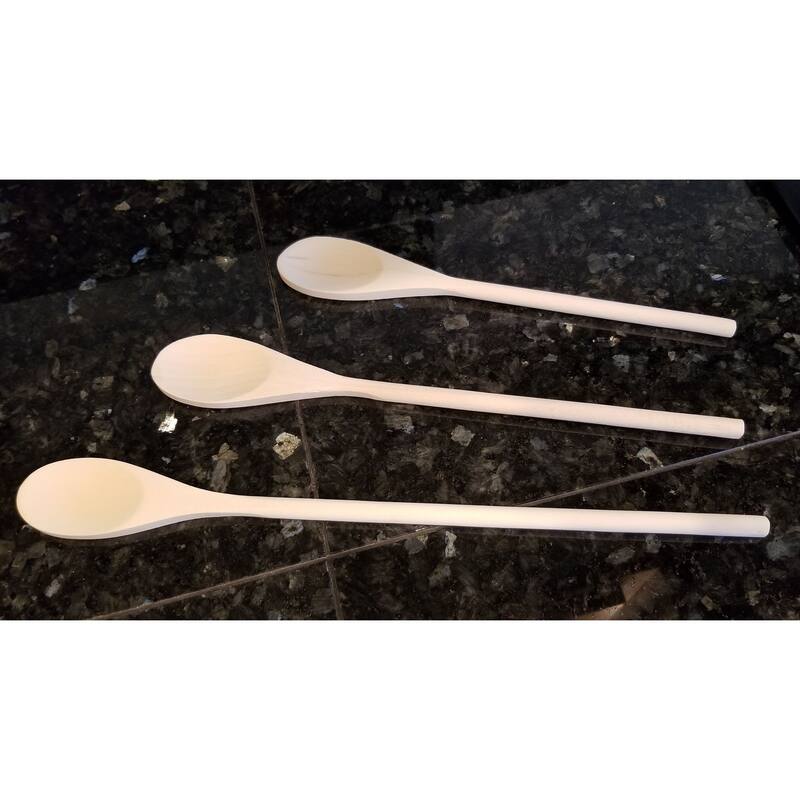 3 piece Long Handle Wooden Mixing Spoon Set - 10", 12" and 14" Long