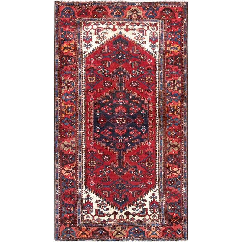 Pasargad Vintage Rust Hamadan Hand-Knotted Wool Rug (4' 4" X 7'10") - 4' x 8' - 4' x 8' - Rust