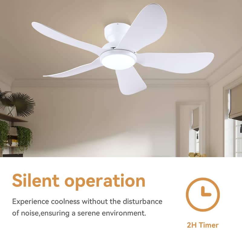 32/36/46/52 inches Low Profile Ceiling Fan with Light and Remote for Living Room Bedroom Kid's Room Patio