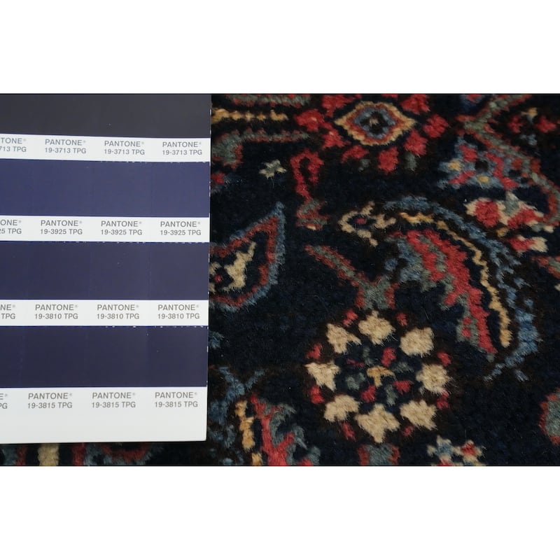 Hand Knotted Oriental 100% Wool Carpet Traditional Floral Navy Blue & Blues Bibikabad Area Rug - 4' 9'' X 3' 7''
