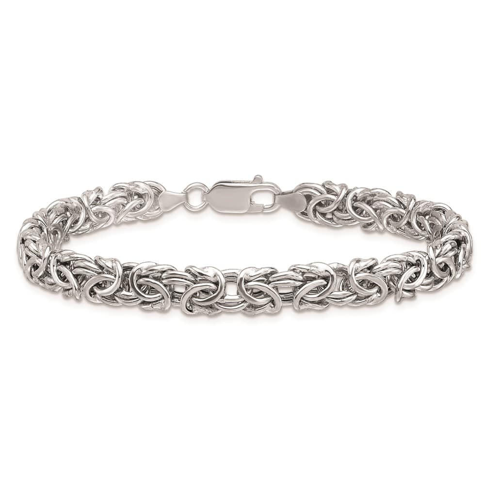 Curata 925 Sterling Silver Italian Rhodium 7.5mm Byzantine Bracelet -7.5" or 8"