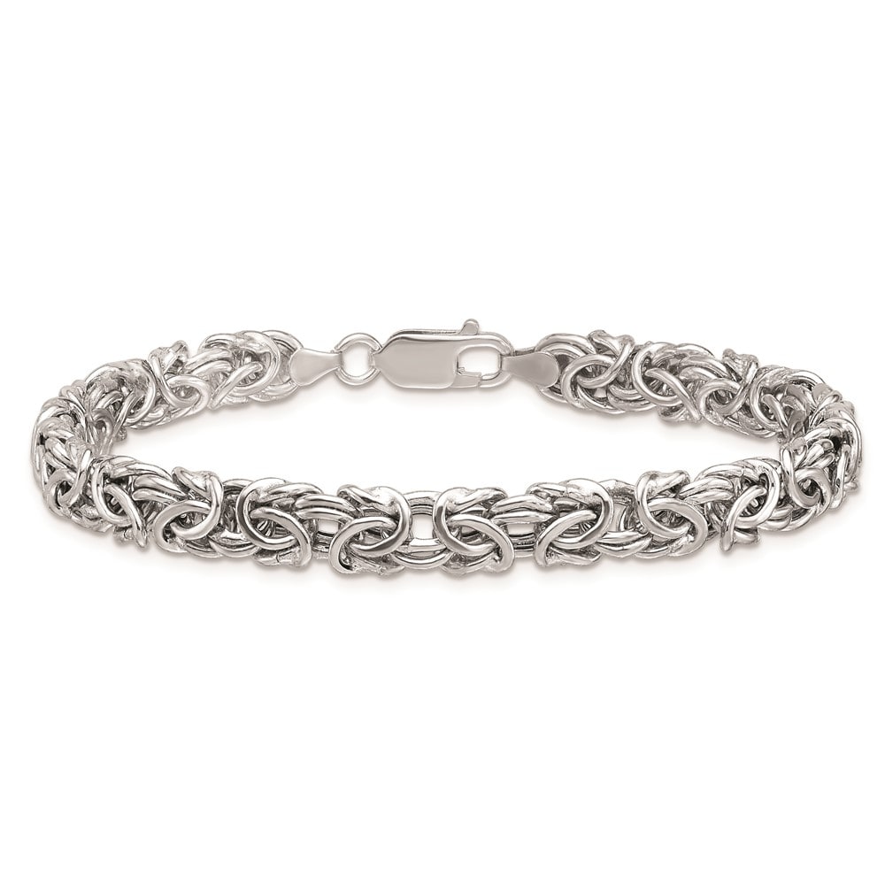 Curata 925 Sterling Silver Italian Rhodium 7.5mm Byzantine Bracelet -7.5" or 8"