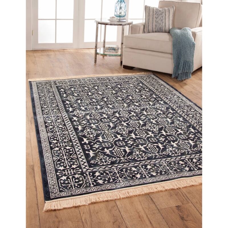 Navy/White Area Rug 8x10 - 8' x 10'