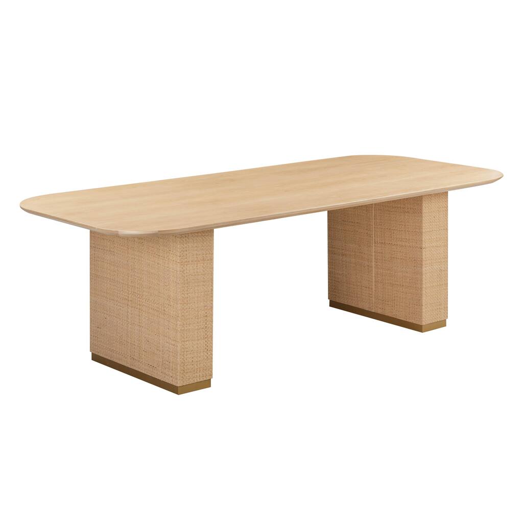 Akiba Natural Ash and Rattan 96" Rectangular Dining Table