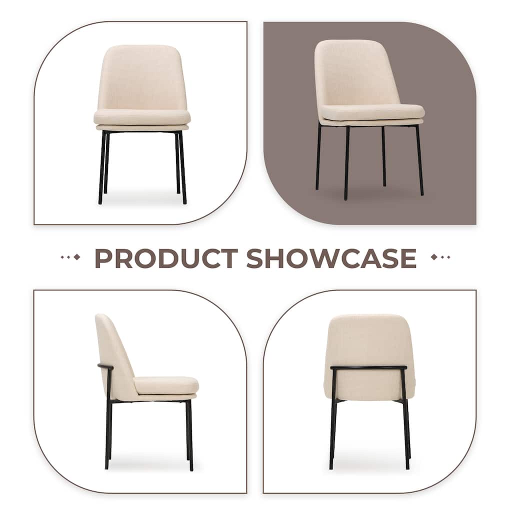 Dining Chairs with Metal Legs, SIde Chairs with Curved Back