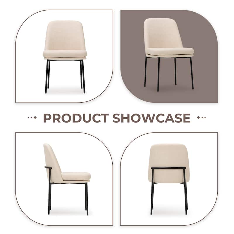 RENEWLINE Set of 2 Modern Dining Chairs with Curved Back & Metal Legs, Fabric or Leather Upholstered