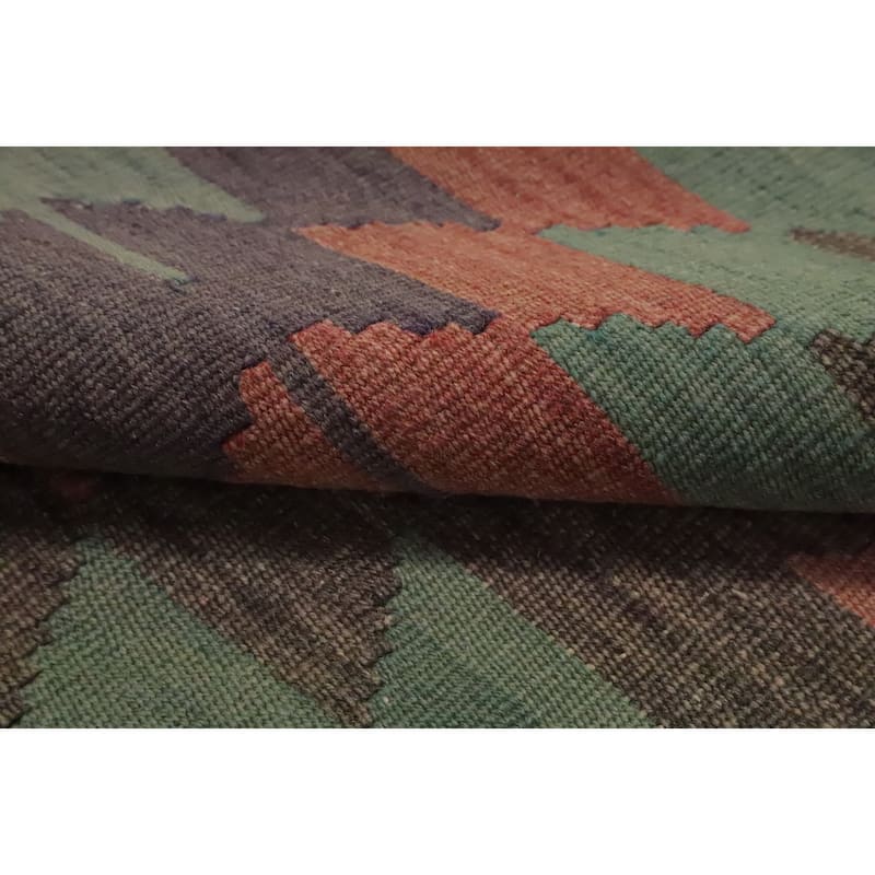 Hand Woven Oriental 100% Wool Carpet Southwestern Tribal Multi-Colored Kilim Area Rug - 7' 1'' X 5' 9''