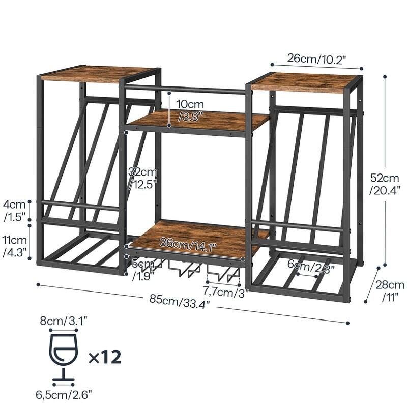 Wall Mounted Wine Rack - 33.4"D x 11"W x 20.4"H