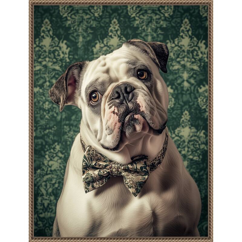 The Gentleman Bulldog by Mowzu Framed Canvas Wall Art