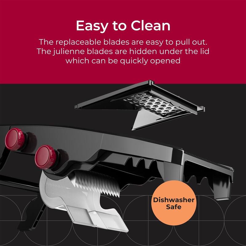 Mueller Mandoline Slicer for Kitchen, Adjustable Vegetable Chopper, Fruit, Cheese Grater, Potato Chips Slicer - Black