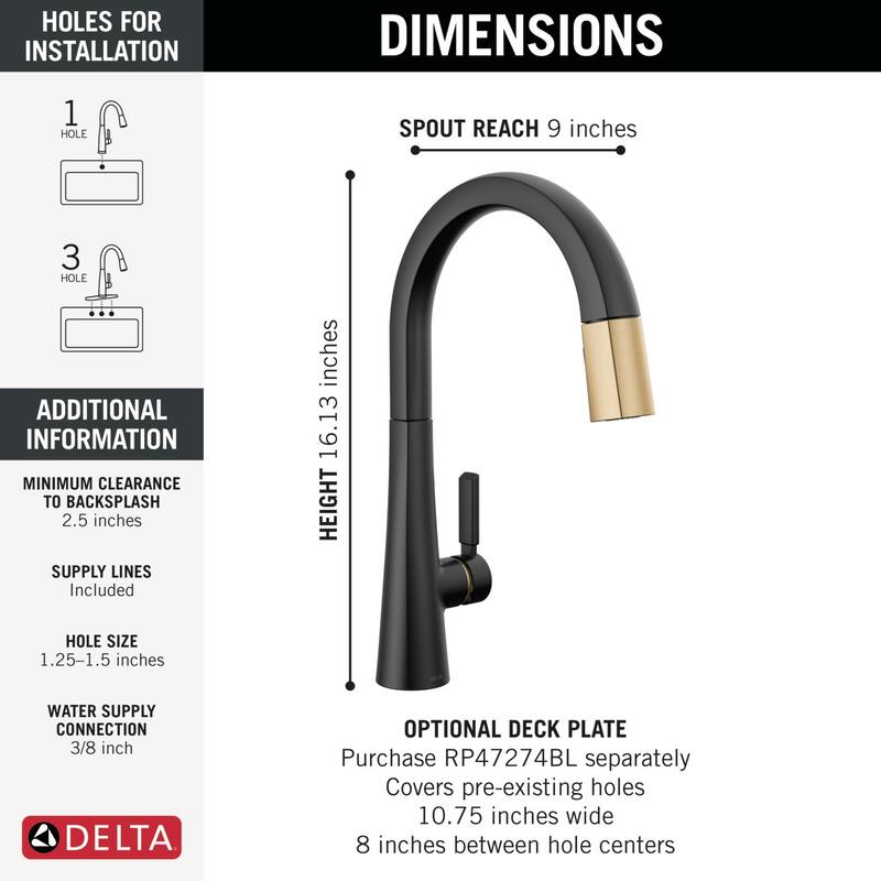 Delta 9191-PR-DST Monrovia 1.8 GPM Deck Mounted Pull Down Kitchen