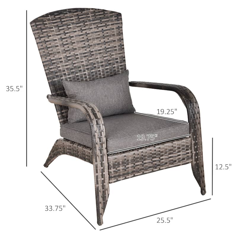 Outsunny Outdoor Classic Rattan Adirondack Chair with Cushion