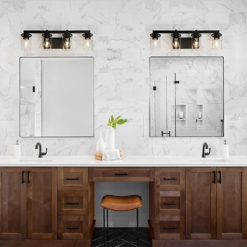 Fora Modern Farmhouse 3/4-Light Bathroom Vanity Lights Glass Wall Sconces