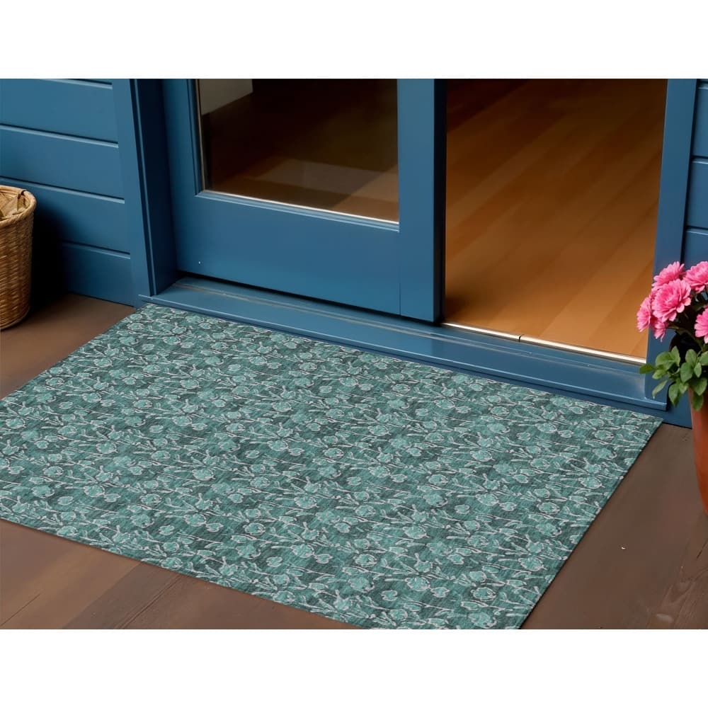 HomeRoots Floral Transitional Rectangle Outdoor Rug