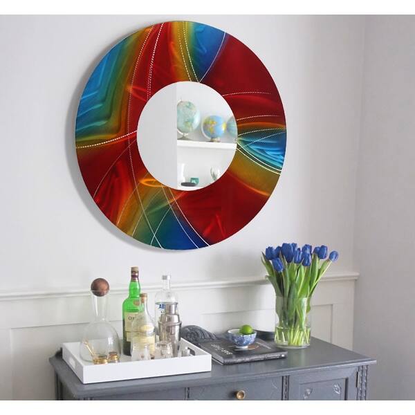 Shop Statements2000 Red Blue Gold Metal Wall Mirror Art Accent