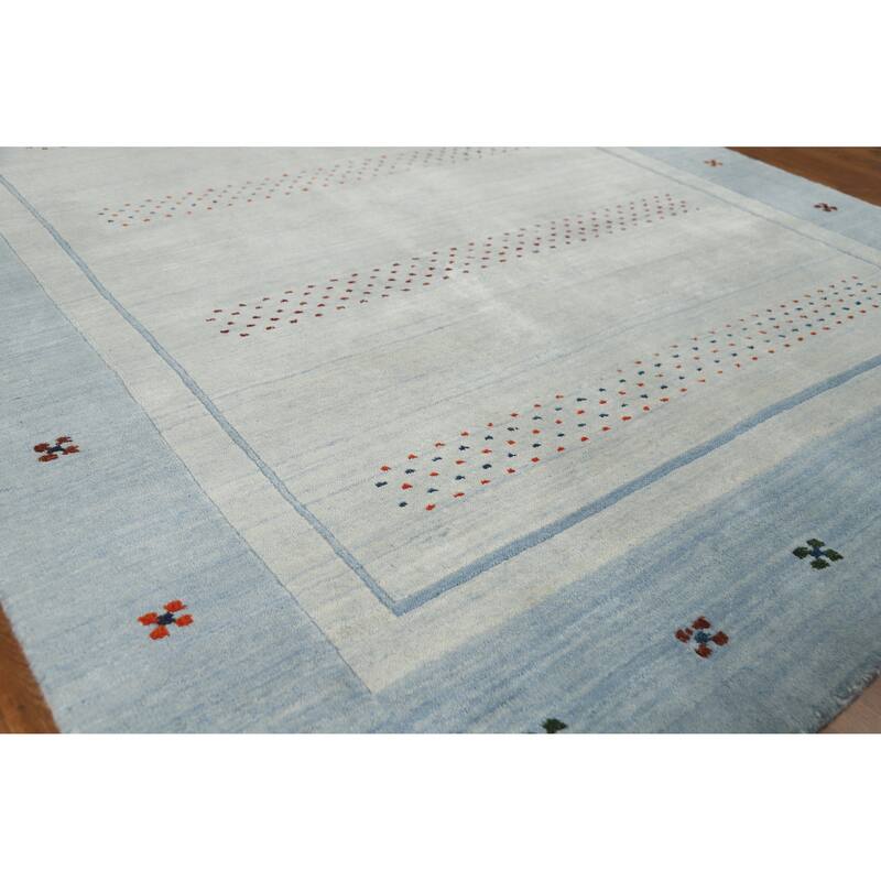 Hand Knotted Oriental 100% Wool Carpet Tribal Tribal Beige & Ivories Gabbeh Area Rug - 7' 6'' X 5' 3''