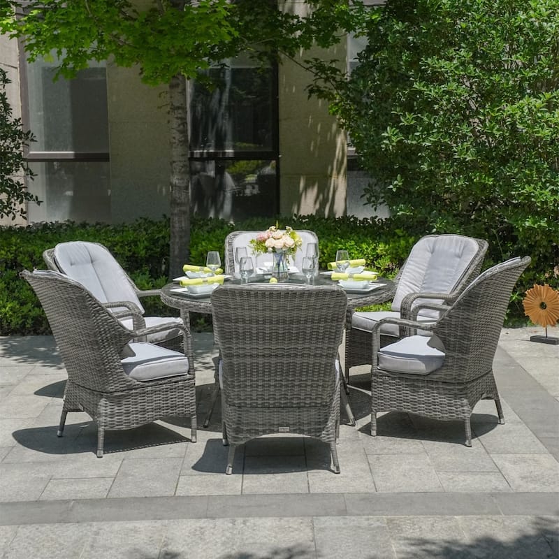 7-piece Outdoor Dining Set Round Table with Chairs