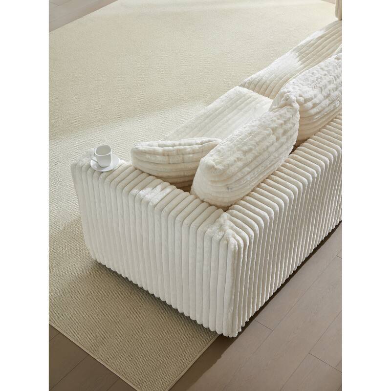 GDFStudio - Plush Corduroy 4-Seater 104.3" Deep Seat Convertible Sofa