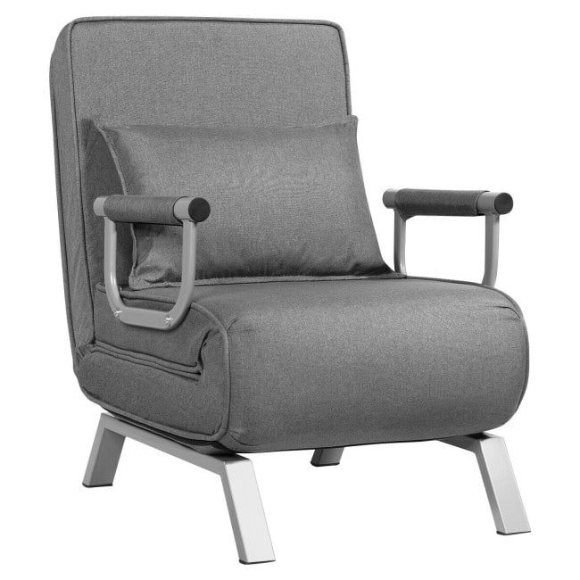 Folding 5 Position Convertible Sleeper Bed Armchair Lounge Couch with Pillow