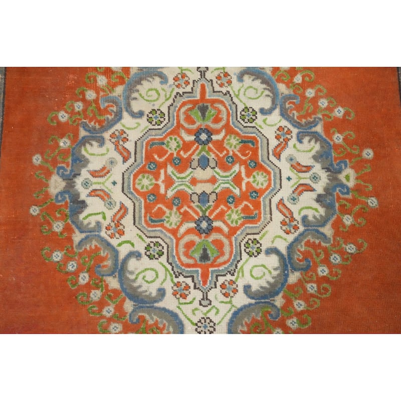 Hand Knotted Oriental 100% Wool Carpet Traditional Medallion Oranges & Rust Tabriz Area Rug - 6' 3'' X 4' 10''