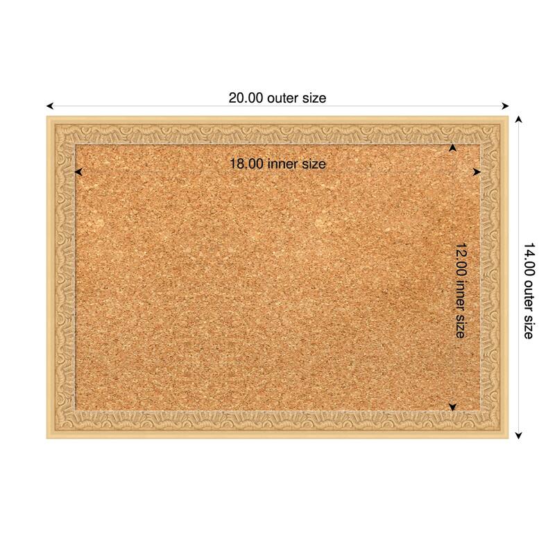 Bethany Gold Wood Framed Cork Board - Bulletin Board, Organization Board, Pin Board - Natural - 20 x 14 in