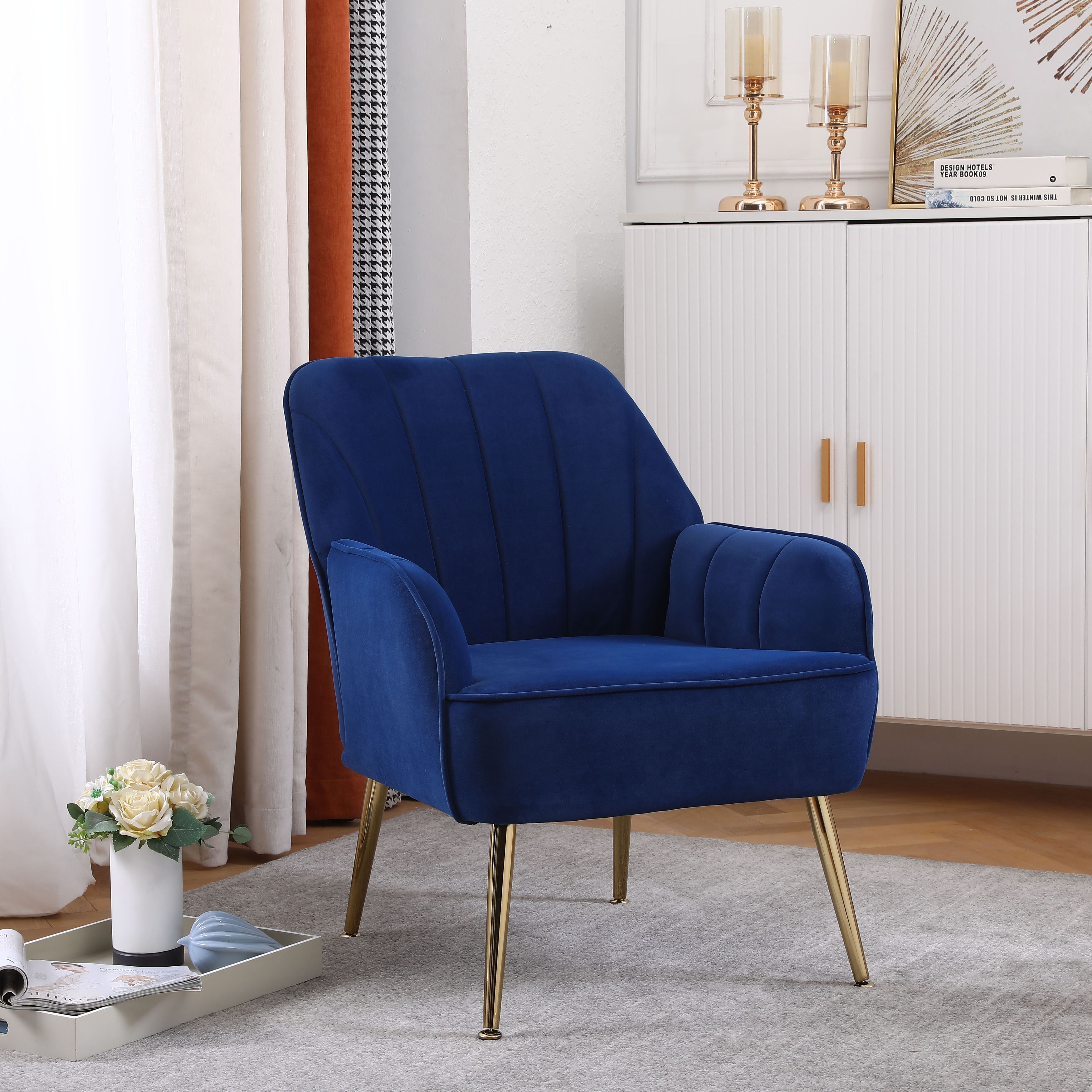 Ergonomics Accent Chair Modern Soft Velvet Arm Chair Livingroom
