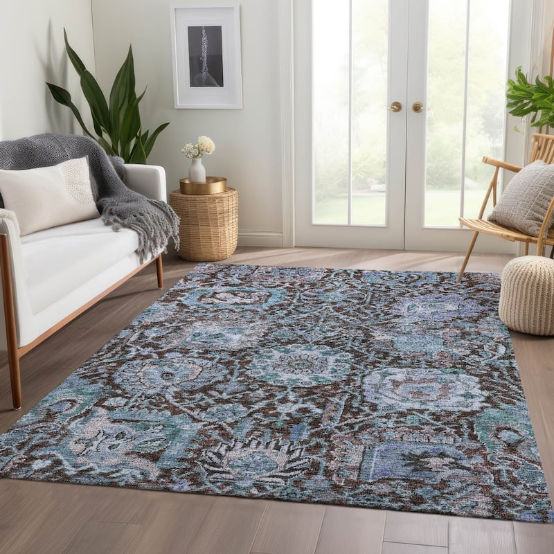 Machine Washable Indoor/ Outdoor Traditional Persian Chantille Rug