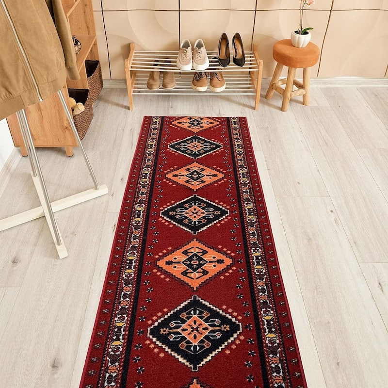Custom Size Southwestern 31 Inch Wide Non-Slip Stair Runner Rug