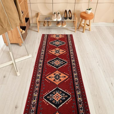 Custom Size Southwestern 31 Inch Wide Non-Slip Stair Runner Rug
