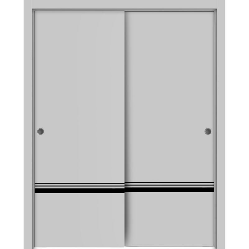 Bypass Doors 36 x 80 Planum 0012 Grey Matte with Sturdy Rails - 60" x 84" ( 2* 30x84)