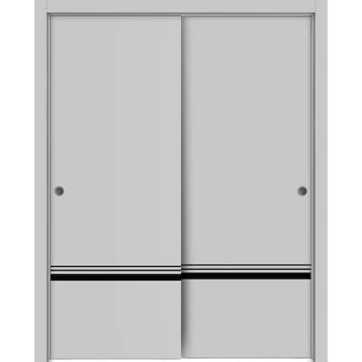 Bypass Doors 36 x 80 Planum 0012 Grey Matte with Sturdy Rails